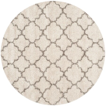 Safavieh Sgh-Hudson Shag Power Loomed Round Rugs, Ivory and Grey - 7 x 7 ft. SGH282A-7R